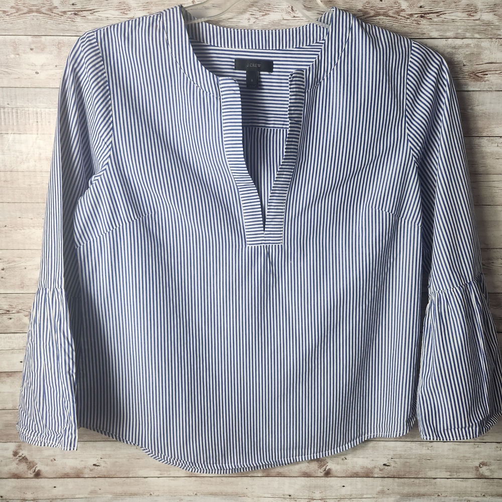 J. Crew Light Blue Striped Blouse - Picture 2 of 5